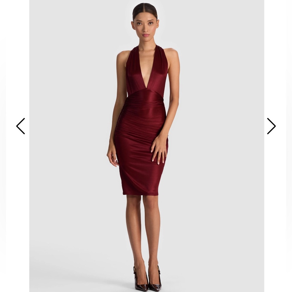 ALICE + OLIVIA ROMY DRAPED MIDI DRESS SIZE 4 New With Tag